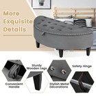 Upholstered Storage Bench Half Moon Ottoman W hidden Storage Space Wooden Legs
