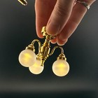 1 12 Scale Miniature Brass Ceiling Lamp Dollhouse Touchless 3 Globes Chandelier