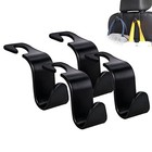 Amooca Car Seat Headrest Hook 4 Pack Hanger Storage Organizer Universal Black