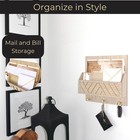 Wall Mount Wooden Mail Key Organizer Two Level Three Hook Entry Command Station