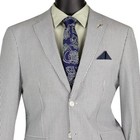 Vinci Men s Green Striped Seersucker 2 Button Modern Fit 2 Piece Suit - New