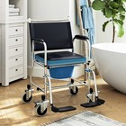 Homcom Rolling Shower Wheelchair  Bedside Commode Toilet Chair For Seniors