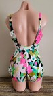 Vintage 50s 60s Floral Tropical Retro One Piece Swimsuit Bathing Suit Sz L