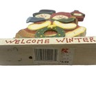 Painted Wooden Snowman Couple Welcome Winter Christmas Decor