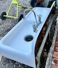 Vintage Farmhouse Drain Washboard Porcelain Cast Iron Sink Single Basin