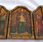 Armenian Christian Triptych Icon     Virgin Mary   Christ Child     C 1940s