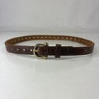 Skinny Brown Punched Top Grain Cowhide Belt - Size 24