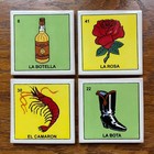 Loteria Green Decorative Talavera Tile Coaster Set Folk Art Clay Pottery Mexico