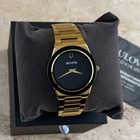 New Bulova Millennia Quartz Black Dial Gold Chain Men s Watch 97a183
