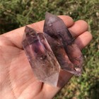 Natural Smokey Amethyst Obelisk Quartz Crystal Wand Double Point Healing -2pcs