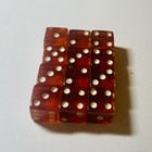 Vintage Lucite Dice Set Of 12 Small Amber Color