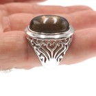 Designer Luc Sterling Silver 10ct Natural Cabochon Smoky Quartz Ring Size 6 75