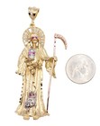 Santa Muerte Holy Death Grim Reaper 18k Gold Plated 3 Tone Pendant With 24 Inch 