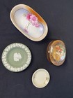 Set Of 4 Antique Vintage Porcelain Dish Jewelry Box Trinket Bowl England Germany