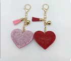 Love Heart Leather Crystal Diamante Rhinestone Bag Charm Handbag Keyring Pendant