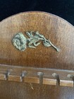 Vintage 64 Spoon Wall Rack 16x19 Wood Display Brass Rose Accent