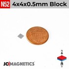 Magnet Block 4mm X 4mm X 0 5mm N52 Super Strong Rare Earth Neodymium 4x4x0 5mm