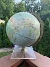 Vintage World Book Globe Replogle Raised Relief 12  Lucite Base 1960s Rare Mcm