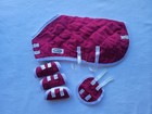 Vintage Breyer Model Horse Blanket 4 Leg Wraps Burgundy Classic Equestrian
