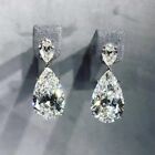 Clear Crystal Teardrop Rhinestone Earrings Silver Prom Pageant Drop Dangle