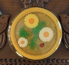 Vintage 1970s Daisy   Lady Bug Lucite Resin Art Trivet