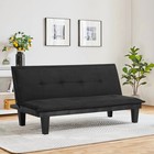 Modern Black Faux Suede Convertible Futon Sofa Bed  Adjustable Couch For Living