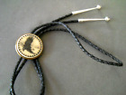 Southwestern Etched Scrmshw Flying Eagle On Stone Sterling Silver Bolo Tie 1 8 