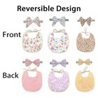 Baby Girls Reversible Floral Print Bibs Saliva Towel Set Flounce Edged Burp C   
