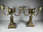 Pair Of Antique French Gold Bronze Candelabra Candlesticks Circa 1865-1875