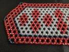 Vtg  Handmade Plastic Beaded Table Runner W  Diamond Central Design 