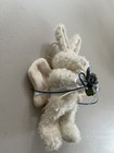 Vintage White Bunny Rabbit With Wings Holding A Bouquet 8    Stuffed Animal  Plush