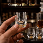 Ywdl 6pcs 15ml Liquor Crystal Glasses Set Diamond Cutting Vodka Shot Glass Whisk