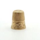 Antique J Mix 14k Gold Thimble Sewing Seamstress Sz7 Etched Church House Rare