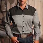 Men Western Long Sleeve Shirts Slim Button Down Dress Shirt Blouse Casual Tops