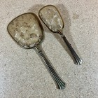 Vintage Art Nouveau Vanity Dresser Set 2 Piece Brush And Mirror Gold Tone 