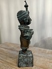 Authentic African Benin Bronze Warrior dignitary Statue  