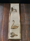 Vintage Four Mcm Gold   Cream Wall Panels Pictures Swan  Cranes  Butterfly  Deer