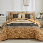 Brown King Size Comforter Set striped Bed In A Bag King 7 Pieces Soft Boho Beddi