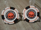 Genuine Harley Davidson Emblem Poker Chip - St Thomas Usvi Skull - White   Black