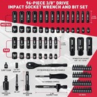 96-piece 3 8 Drive Impact Socket Wrench And Bit Set  Sae 5 16   -3 4    Metric 8