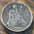 Ornate  may  Love Token On Xf 1882 Seated Liberty Dime Chrc