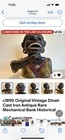 Antique Cast Iron Vintage Black-am Original Mechanical Bank Rare Beautiful Cond