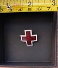 American Red Cross Lapel Pin   1  Red With White Enamel  Gold Trim
