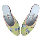 Vintage Elizabeth Turner Needlepoint Mules  Womens Sz 7 Slipper Dragonfly Green 