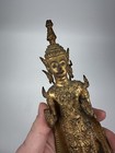 Antique Thai Buddha Statue Standing Khmer Rattanakosin Gilt Bronze 18-19 Century