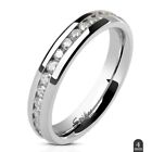 Stainless Steel Eternity Cz Wedding Band Ring 4mm 6mm 8mm Size 5-13 Comfort Fit