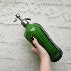 Antique Sparkling Seltzer Bottle   Emerald Green Glass Pump Seltzer Barware