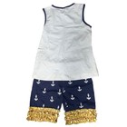 Anchor Graphic Top   Ruffle Shorts Toddler Girls Size M Navy white Gold Trim