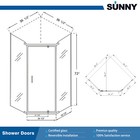 Sunny 36 5  W X 36 5  D X 72  H Corner Shower Door Enclosure Neo-angle With Base