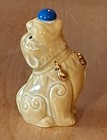 Vintage Chinese Porcelain Foo Dog Snuff Bottle Yellow Glaze Blue Ball Stopper